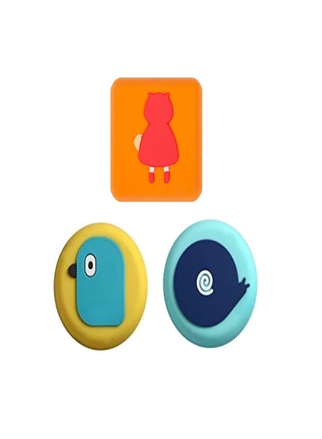OLWICK® Cartoon Shape Silicone Wall Protector Door Knob Stopper, Self Adhesive Wall Sticker Pad, Pack of 3, Random Design - Image 1